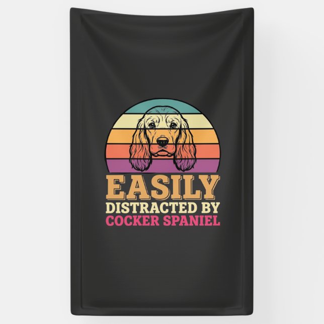 Einfach ablenkbar durch Cocker Spaniel Retro Hund Banner (Vertikal)