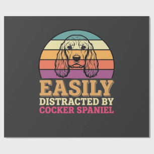 Einfach ablenkbar durch Cocker Spaniel Retro Hund Geschenkpapier