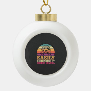 Einfach ablenkbar durch Cocker Spaniel Retro Hund Keramik Kugel-Ornament