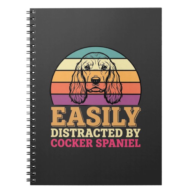 Einfach ablenkbar durch Cocker Spaniel Retro Hund Notizblock (Vorderseite)