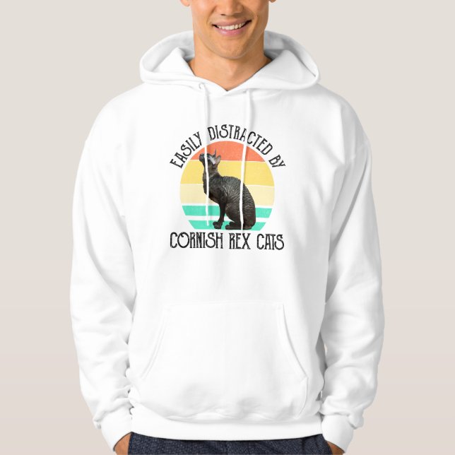 Einfach Ablenkbar Durch Cornish Rex Katzen Hoodie (Vorderseite)