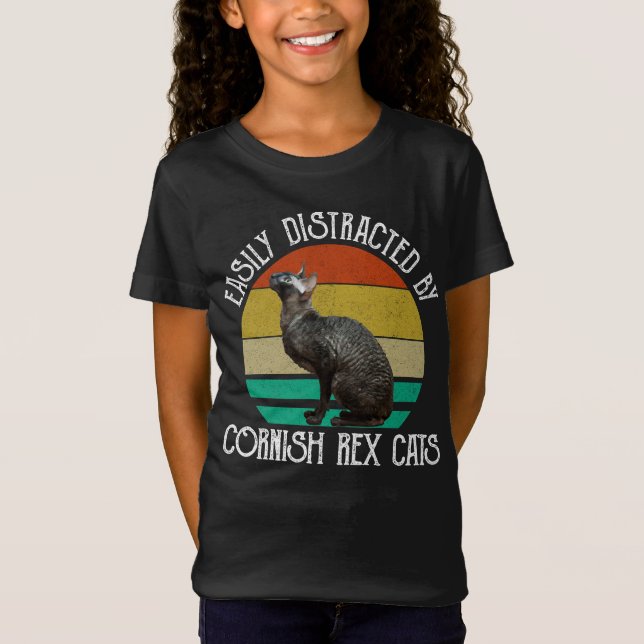 Einfach Ablenkbar Durch Cornish Rex Katzen T-Shirt (Vorderseite)