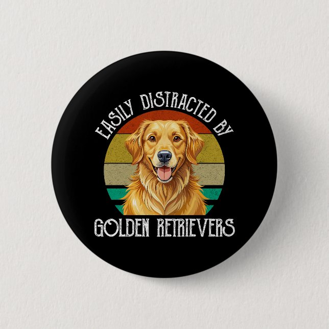 Einfach Ablenkbar Durch Golden Retriever Button (Vorderseite)