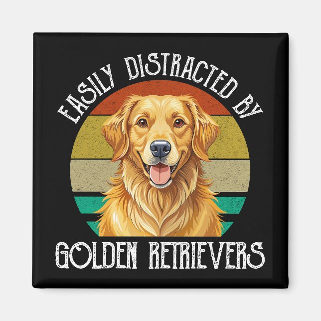 Einfach Ablenkbar Durch Golden Retriever Magnet (Vorne)