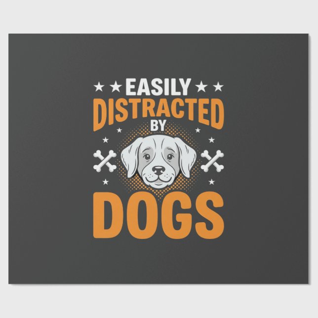 Einfach ablenkbar durch Hunde Geschenkpapier (Flach)