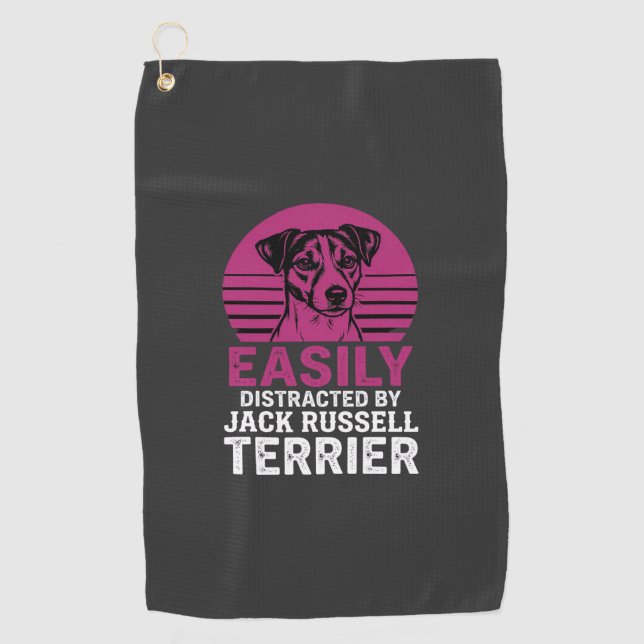 Einfach ablenkbar durch Jack Russell Terrier Golfhandtuch (Vorderseite)