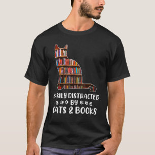 Einfach Ablenkbar Durch Katzen Und Bücher Nerds T-Shirt