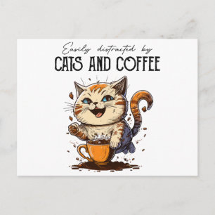 Einfach Ablenkbar Durch Katzen Und Kaffee Katzenli Feiertagspostkarte