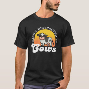 Einfach ablenkbar durch Kühe Tier Retro Vintage T-Shirt