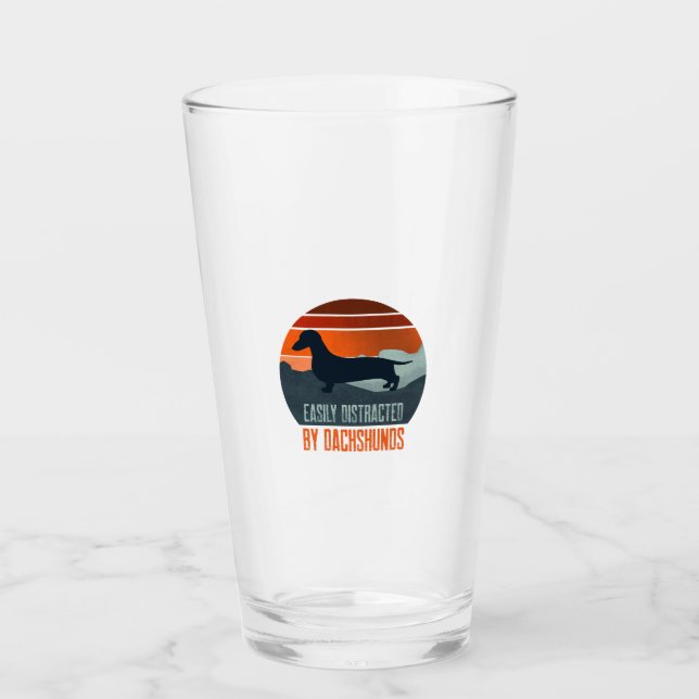 Einfach Ablenkbar Durch Spaziergänge Mit Dachshund Glas (Vorderseite)