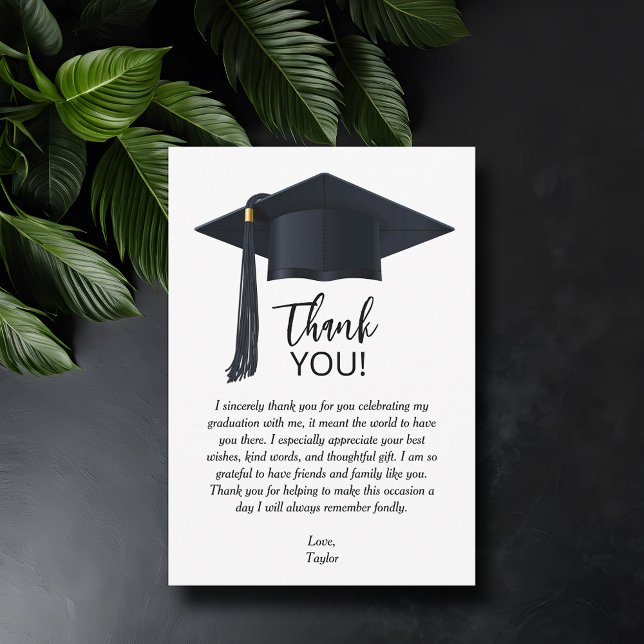 Einfach Abschluss Vielen Dank Mitteilungskarte (Simple graduation flat thank you note cards with your personalized message.)