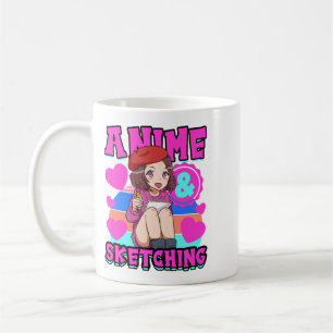 Einfach abzulenken durch Anime und das Skizzieren Kaffeetasse