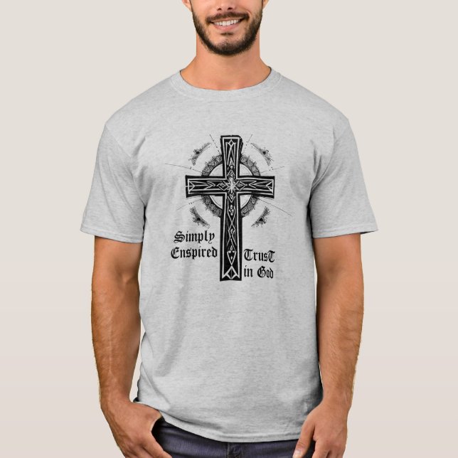 Einfach angeregter Verzierter Cross unisex T - Shi T-Shirt (Vorderseite)