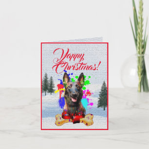 Einfach anpassbare süße Malinois-Hund-Weihnachtska Karte