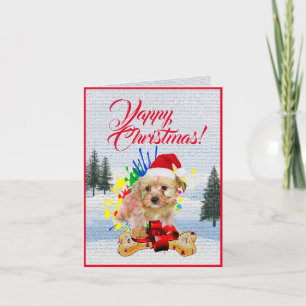 Einfach anpassbare süße Morkie-Hund-Weihnachtskart Karte