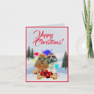 Einfach anpassbare süße Pudel-Hund-Weihnachtskarte Karte