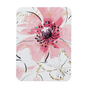 Einfach Aquarell des Rosa-  mit Blumen Magnet