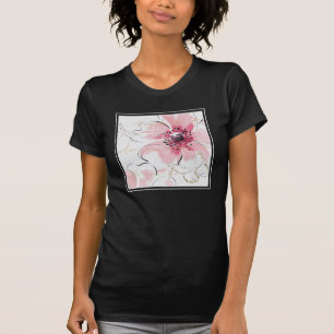 Einfach Aquarell des Rosa-  mit Blumen T-Shirt