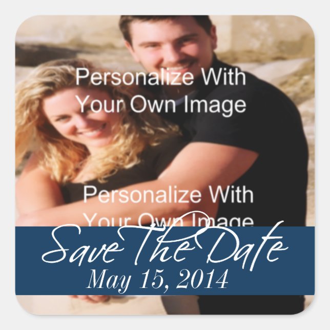 Einfach Atemberaubende Deep Navy Save the Date Sie Quadratischer Aufkleber (Vorderseite)
