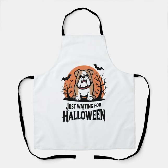 Einfach auf Halloween-Hund warten Schürze (Vorderseite)