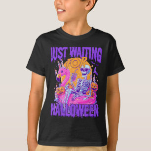 Einfach auf Halloween warten Grusel-Skelett Sommer T-Shirt