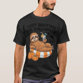 Einfach auf Halloween warten Süße faule Faultier H T-Shirt