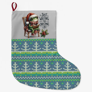 "Einfach auf Weihnachten warten" süßer Frosch Großer Weihnachtsstrumpf