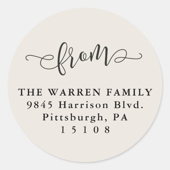 Einfach aus Creme Save the Date Rücksendeadresse Runder Aufkleber (Vorderseite)