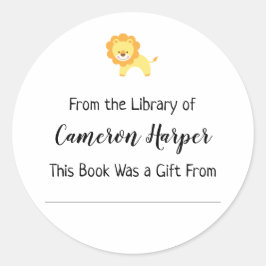 Einfach aus der Bibliothek Buchzeichens, Gelber Lö Runder Aufkleber