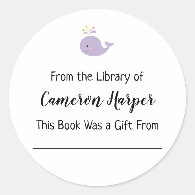 Einfach aus der Bibliothek des Buchzeichens, Lila  Runder Aufkleber (Vorderseite)