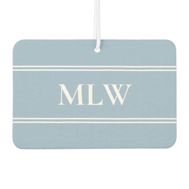 Einfach Baby Blue und White Monogram Autolufterfrischer (Vorderseite)