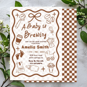 Einfach Baby Is Brewing Doodle Coffee Baby Shower  Einladung
