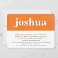 EINFACH BAR MITZVAH cooler moderner Name Orange
