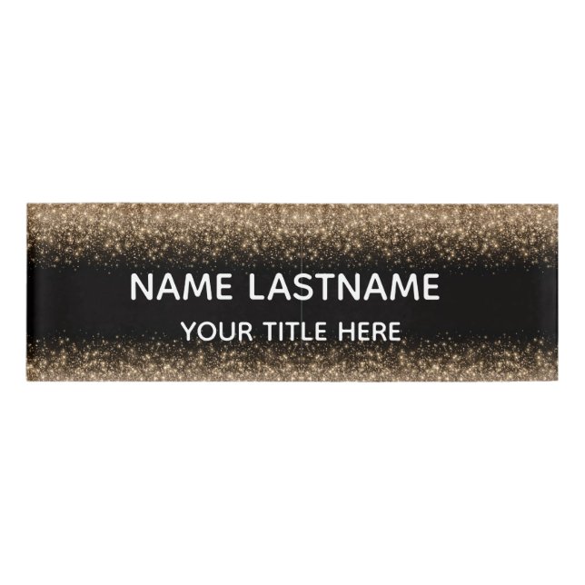 Einfach Basic Minimal Schwarz & Glitter Weiß Namenschild (Vorderseite)