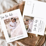 Einfach bearbeitbares Save the Date Foto Minimalis Postkarte<br><div class="desc">Hochzeit Speichern Sie die Datumskarten,  die ein Foto auf der Vorder- und Rückseite haben. Die Save the Date-Karten enthalten eine moderne,  handgeschriebene,  kursive Schriftzeichen-Typografie,  die elegant,  einfach und modern nach einem einfachen Hochzeitstag-Fest zu verwenden sind.</div>