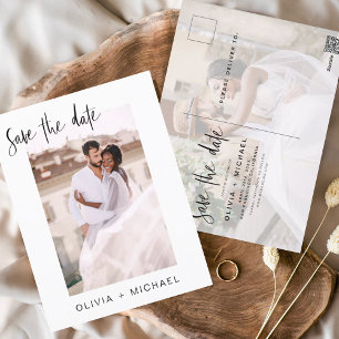 Einfach bearbeitbares Save the Date Foto Minimalis Postkarte