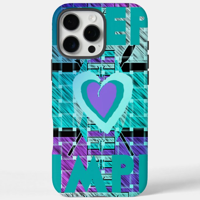 Einfach behalten: Cyan Heart & Clarity Pattern Art Case-Mate iPhone Hülle (Rückseite)