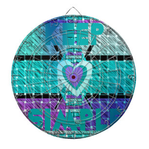 Einfach behalten: Cyan Heart & Clarity Pattern Art Dartscheibe