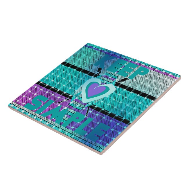 Einfach behalten: Cyan Heart & Clarity Pattern Art Fliese (Seite)