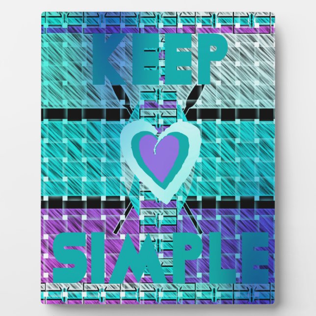 Einfach behalten: Cyan Heart & Clarity Pattern Art Fotoplatte (Vorderseite)