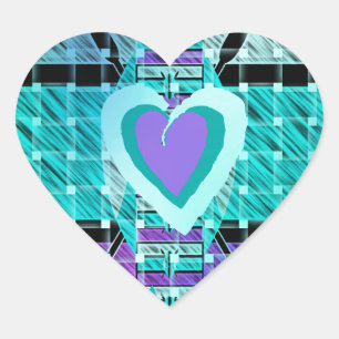 Einfach behalten: Cyan Heart & Clarity Pattern Art Herz-Aufkleber
