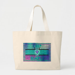 Einfach behalten: Cyan Heart & Clarity Pattern Art Jumbo Stoffbeutel