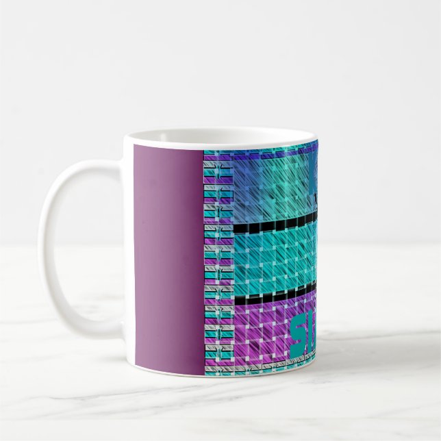 Einfach behalten: Cyan Heart & Clarity Pattern Art Kaffeetasse (Links)