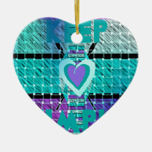 Einfach behalten: Cyan Heart & Clarity Pattern Art Keramikornament