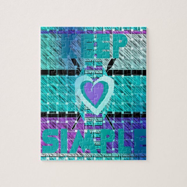 Einfach behalten: Cyan Heart & Clarity Pattern Art Puzzle (Vertikal)