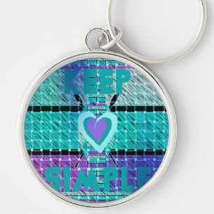 Einfach behalten: Cyan Heart & Clarity Pattern Art Schlüsselanhänger