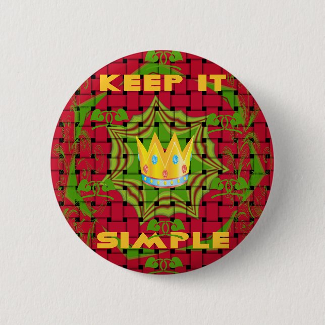 Einfach behalten: Fett Golden Red Woven Floral Pri Button (Vorderseite)