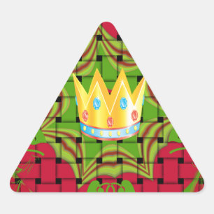 Einfach behalten: Fett Golden Red Woven Floral Pri Dreieckiger Aufkleber