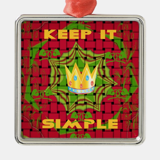 Einfach behalten: Fett Golden Red Woven Floral Pri Ornament Aus Metall (Vorne)