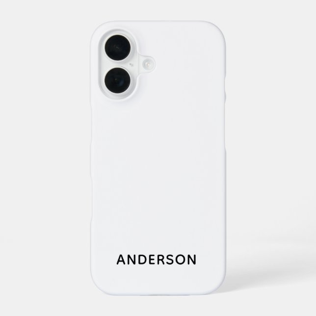Einfach Benutzerdefiniert Personalisiert Weiß  iPhone 16 Hülle (Rückseite)